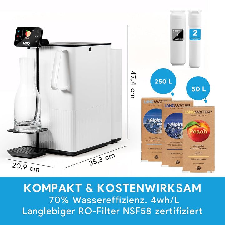 LANGWATER Osmoseanlage Auftisch TheWell 2 - mit Mineralisierung, Aromen, Heisswasserspender – Umkehr