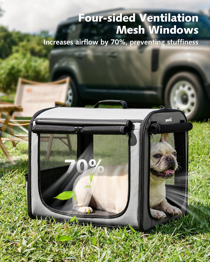 pecute Hundetransportbox Stabil Hundebox Auto Faltbar Transportbox Hund 61 x 52 x 45 cm, Leicht Katz