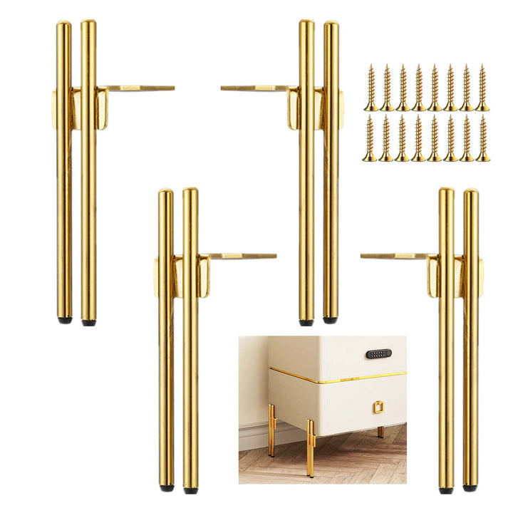 KMERCE Design Möbelfüsse Metall Gold, 4pcs Schrankfüsse 15cm, Kommodenfüsse, Sofa füsse, Füsse für m