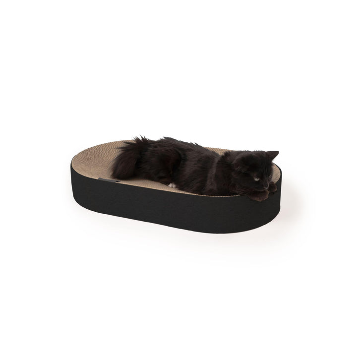 LucyBalu® SCRATCHBED Kratzbett für Katzen aus Pappe | Kartonbett | XXL-Kratzbrett oval rund | Kratzp