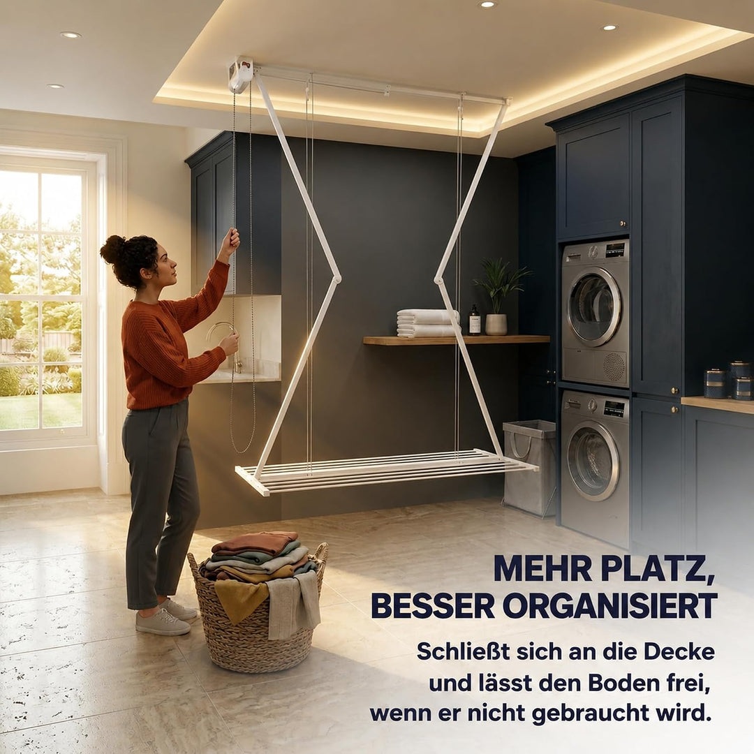 Foxydry Mini Deckenständer, vertikaler Wäscheständer, zusammenklappbar in Aluminium und Stahl 128x54