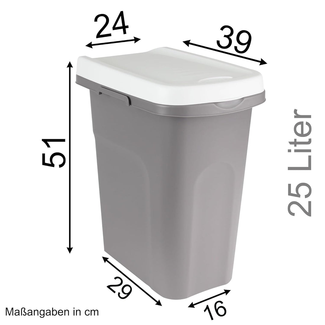 25L Mülleimer weiss, Mülleimer Küche, Mülltonne, Abfalleimer Küche, Trash Bin, Mistkübel, Gelber Sac