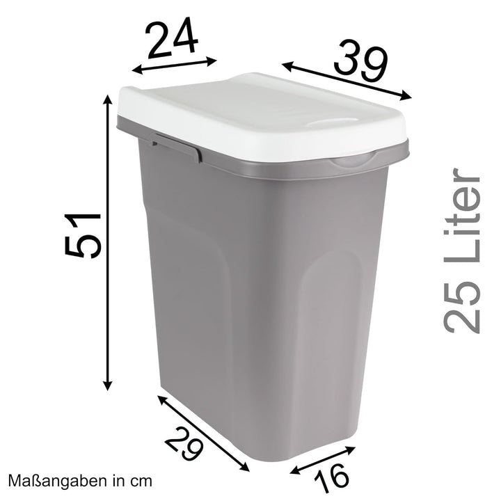 2x 25L Mülleimer gelb blau, Mülleimer Küche, Mülleimer 2 Fächer, Mülltrennsystem, Mülltonne, Abfalle
