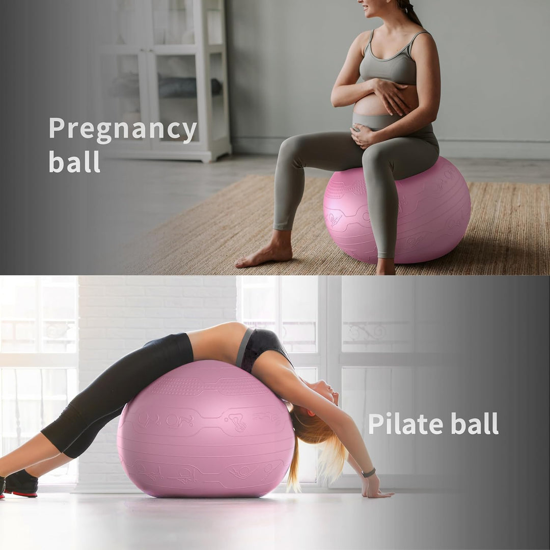 PROIRON Gymnastikball mit geprägtem Muster, Anti-Burst Sitzball 65cm, Pezziball mit Pumpe, Fitnessba