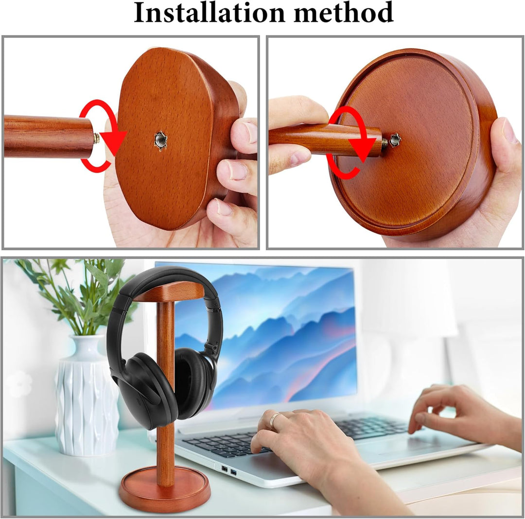 GEEKRIA Holz-Kopfhörerständer für Over-Ear, Gaming Headset-Halter, Schreibtisch-Anzeigehalter mit Ab