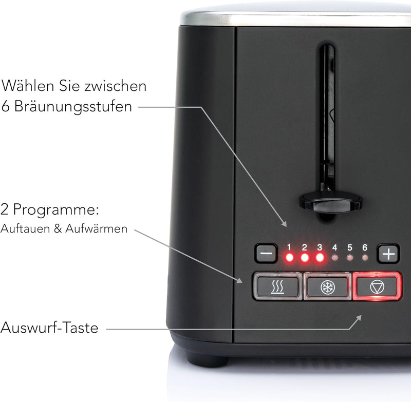 Wilfa CLASSIC Toaster - aus Edelstahl, verstellbare Hitzeeinstellungen mit Auftau-, Wiederaufheiz- u