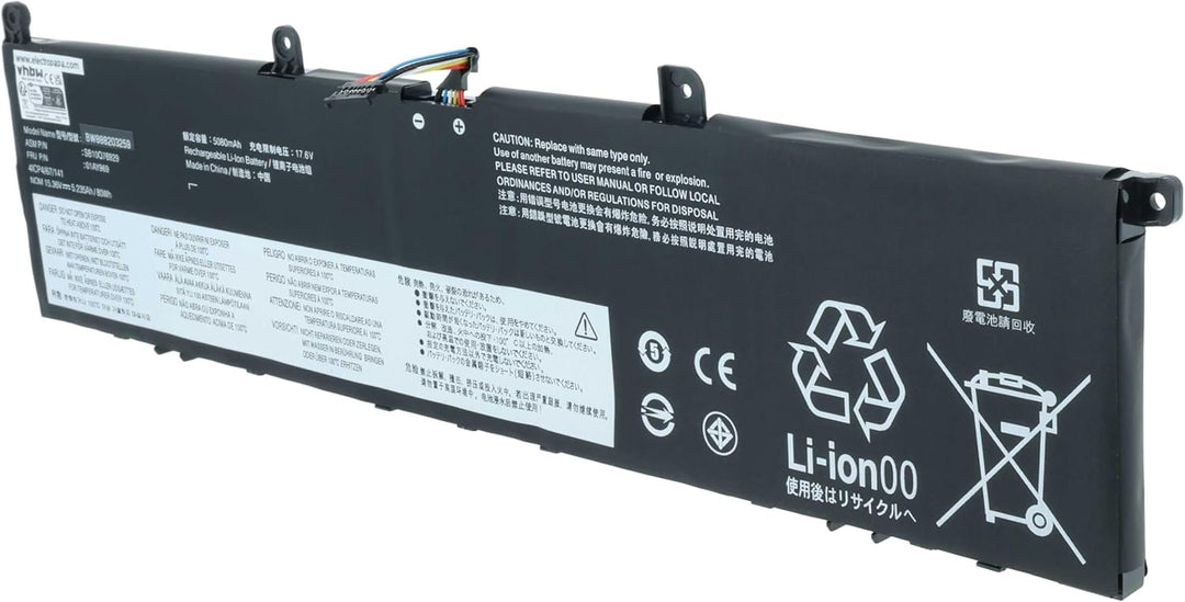 vhbw Akku Ersatz für Lenovo 01AY968, 01AY969, 4ICP4/67/141, 5B10W13898 für Notebook (5150mAh, 13.56V