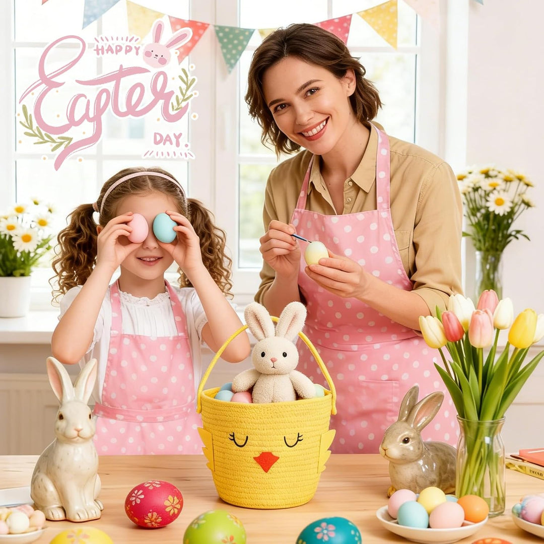PinkSheep gewebter Korb für Kinder, Ostereier/Süssigkeiten Korb mit Griff, Niedliche Tier Lagerkörbe
