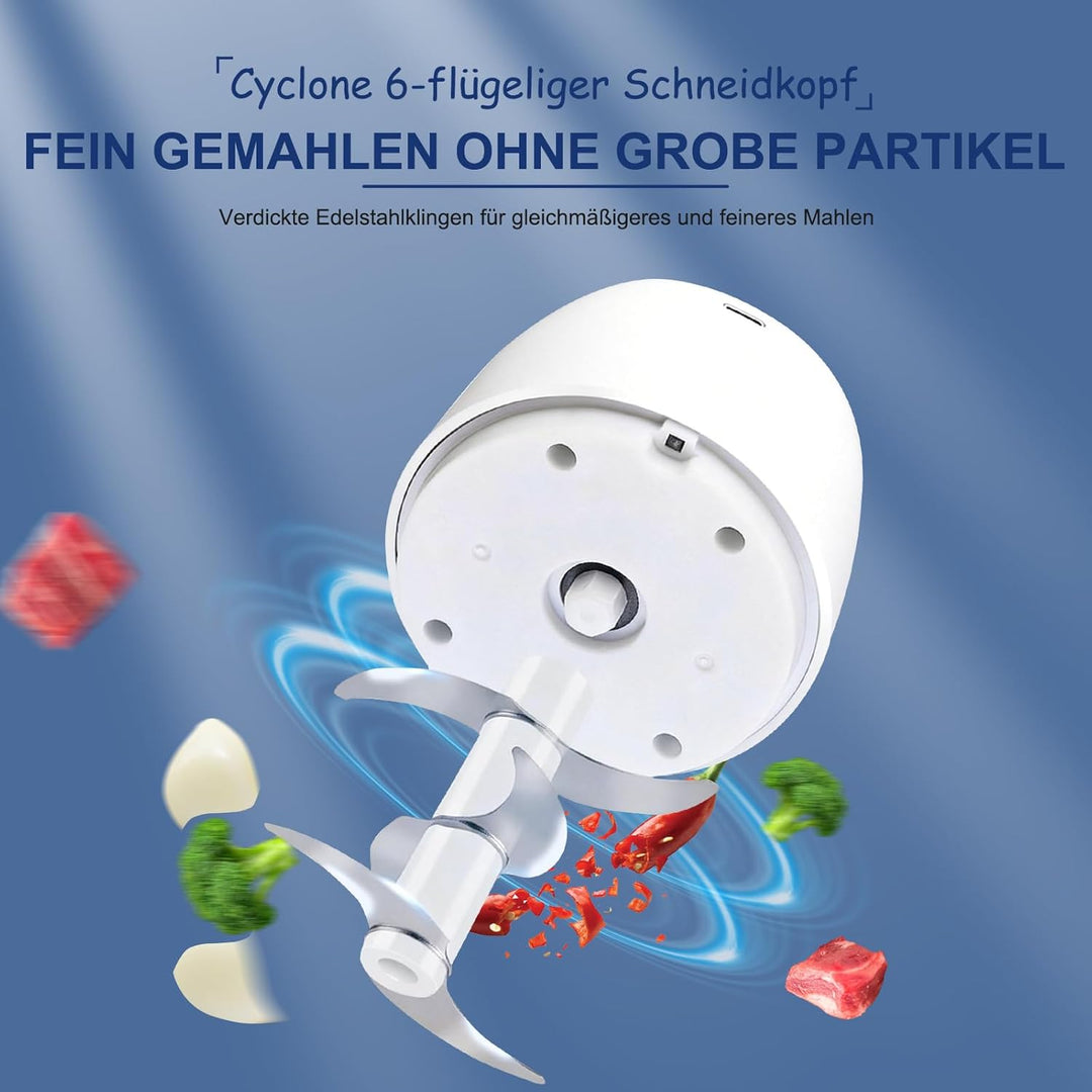Zwiebel Zerkleinerer, Zerkleinerer Küche,350 ml,6 Edelstahlklingen,Mit Typ-C-Ladekabel für die heimi