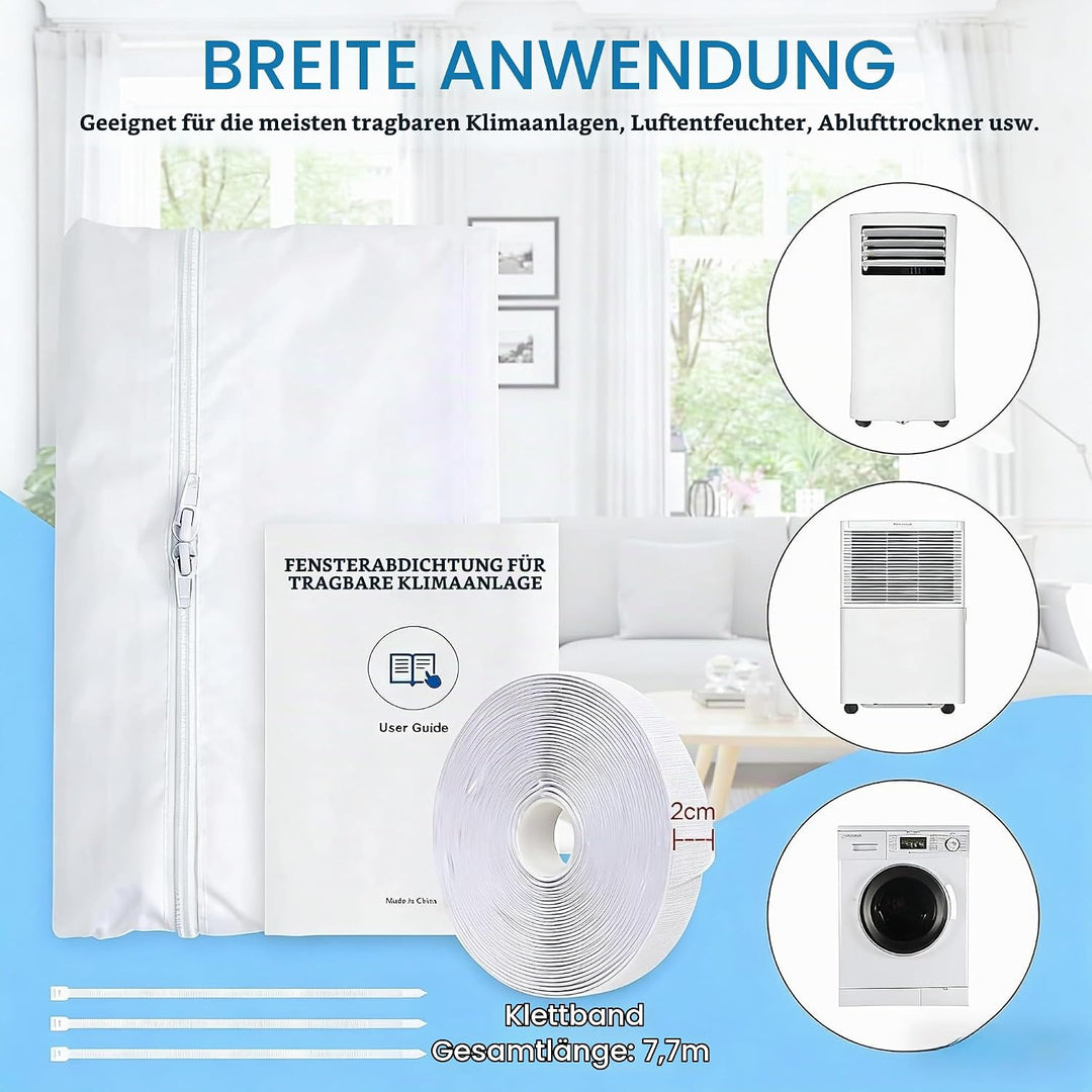EGNBU 360CM Fensterabdichtung für Mobile Klimageräte, Klimaanlagen, Wäschetrockner, Ablufttrockner,