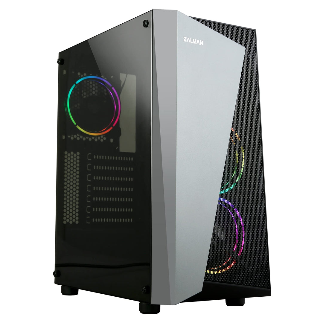 Zalman S4 Plus Mid Tower PC Gehäuse ATX, Acrylic Panel, 3xRGB 120mm Fan, Schwarz