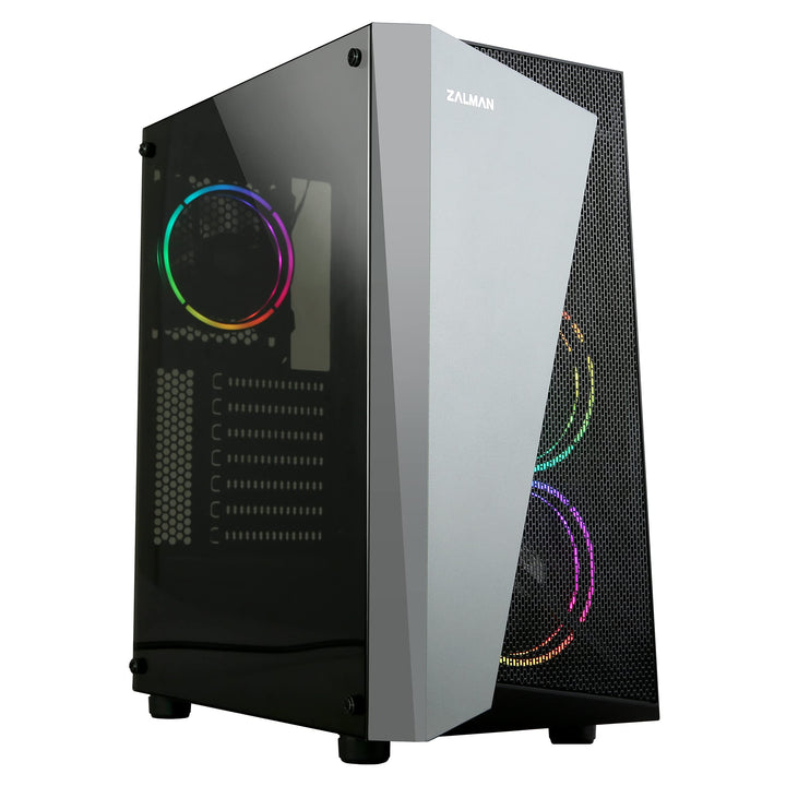 Zalman S4 Plus Mid Tower PC Gehäuse ATX, Acrylic Panel, 3xRGB 120mm Fan, Schwarz