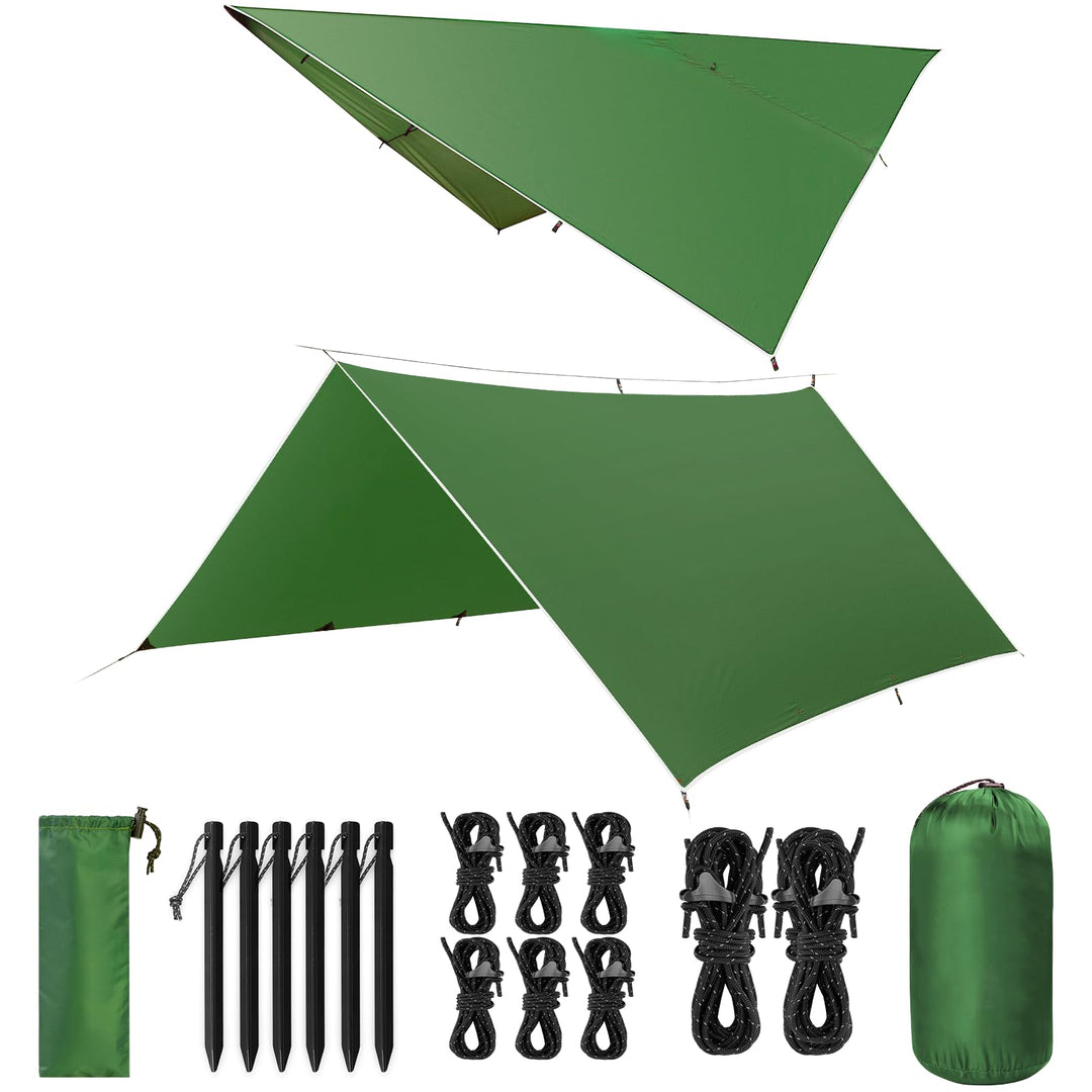 Tarp 3x3/3x5M Wasserdicht, Ultraleicht Camping Zeltplane, Anti-UV Sonnen Regen Schutz Schnee, mit Ös