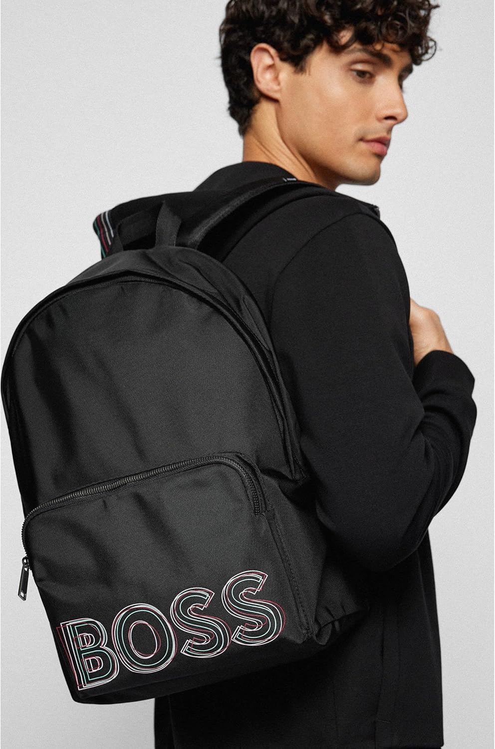 BOSS Herren Catch multi Backp Rucksack aus recyceltem Gewebe mit Reissverschluss und mehrfarbigem Lo