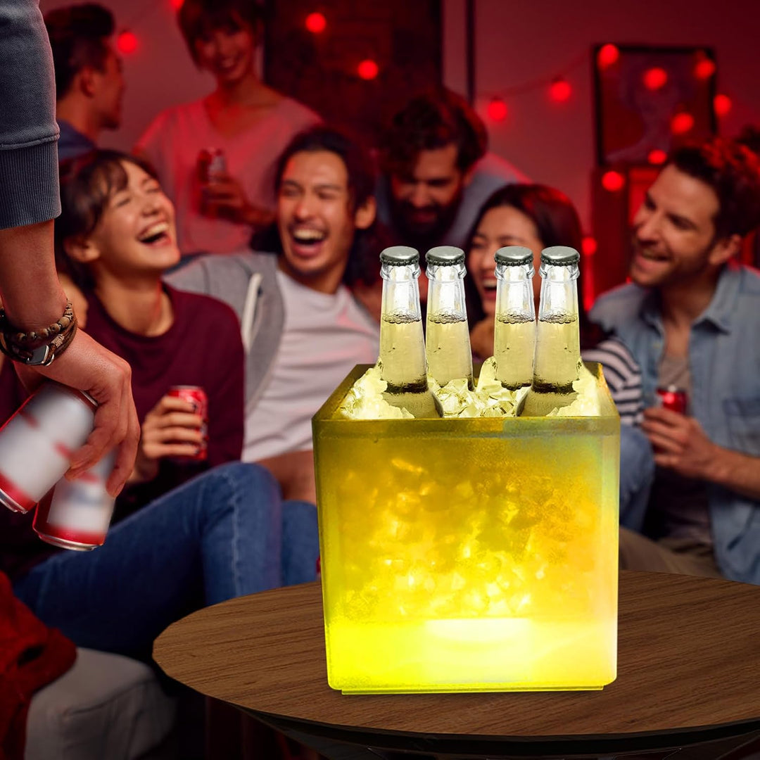LED Farbwechsel EisküBel 3,5L Eiseimer | Batteriebetriebene GeträNkebehäLter SektküHler, Multi-Farbw