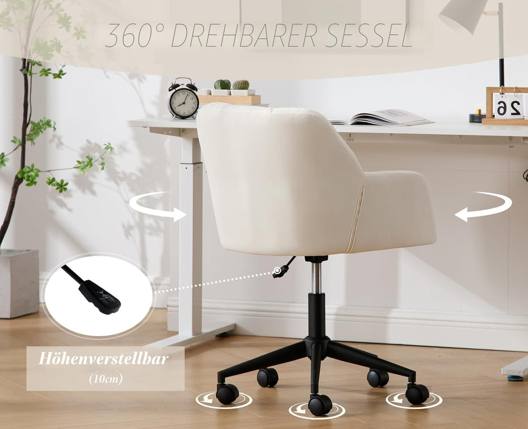 chairus Schreibtischstuhl Samt Bürostuhl 360° Drehstuhl Sessel Arbeitsstuhl Wohnzimmer Schlafzimmer