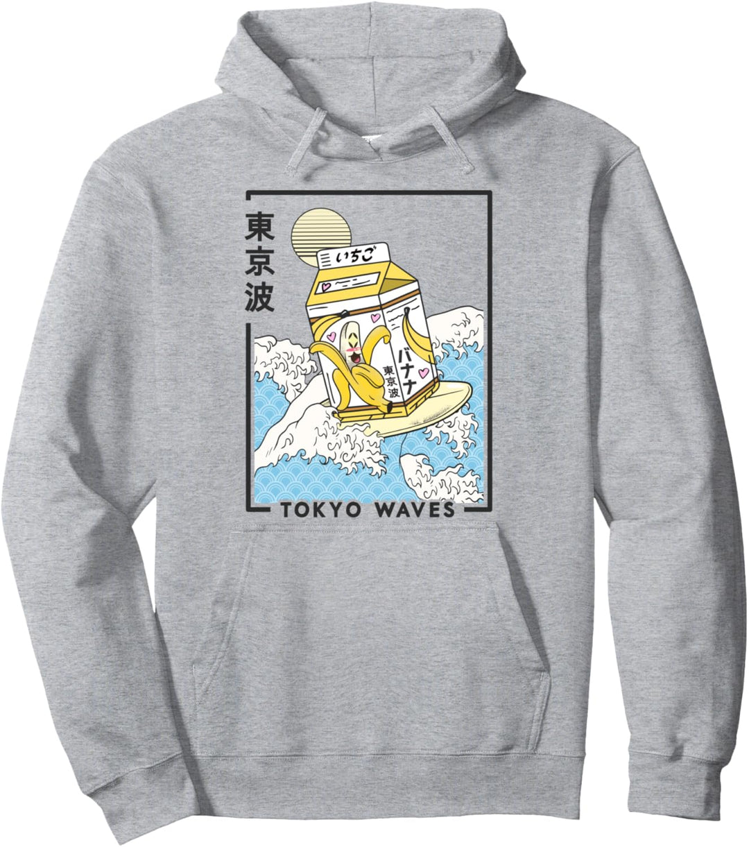 Bananen-Milchkarton Japanische Welle Anime Kinder Kawaii Ästhetisch Pullover Hoodie