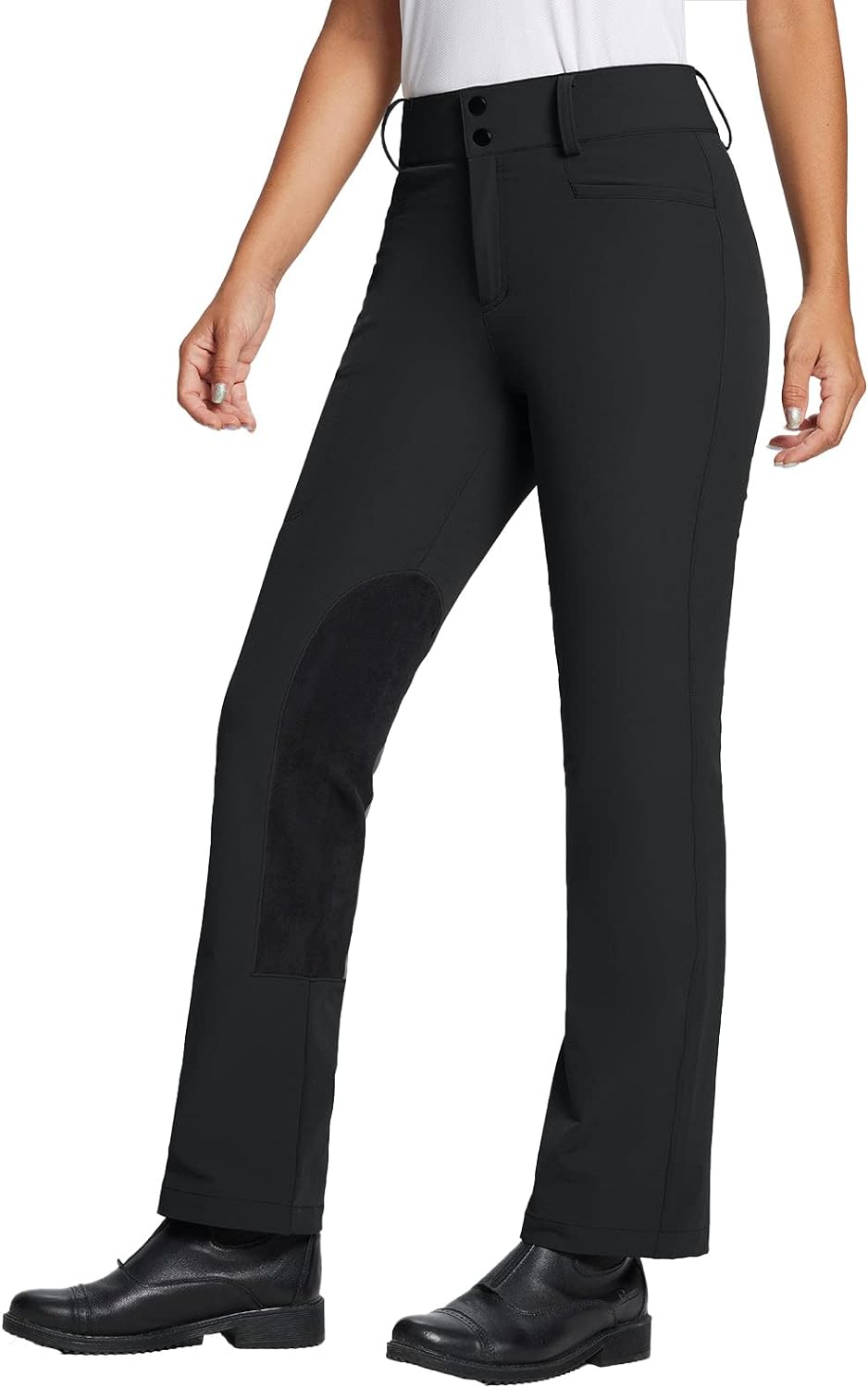 BALEAF Damen Reithose Winter Bootcut Kniebesatz mit Reissverschlusstasche Schwarz XXL