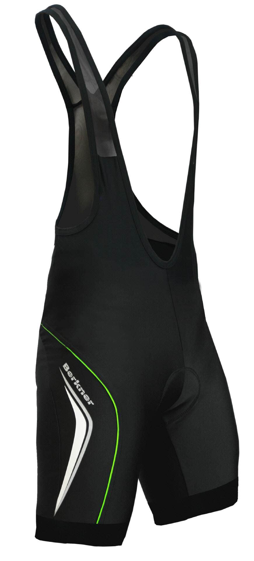 Berkner - Derek-Plus, Trägerhose, Radlerhose mit Trägern und Gel - Sitzpolster 3XL Schwarz - Grün, 3