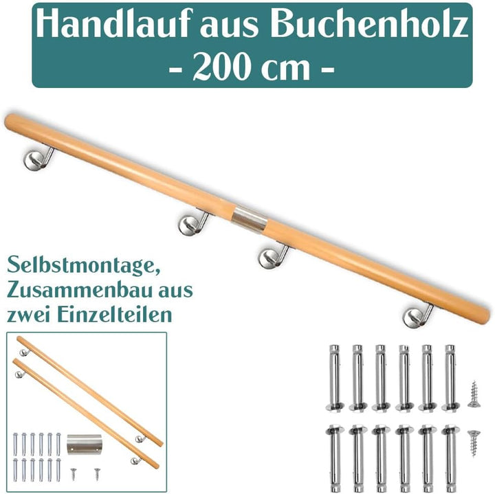 Buche Holz Handlauf Treppengeländer Geländer für Treppe Treppe Wandhandlauf Wand Treppe seitliche Mo