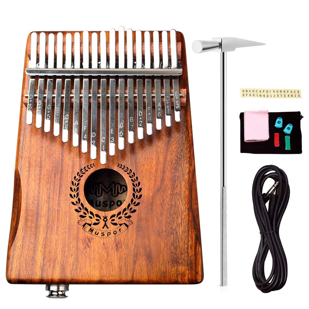 Alnicov Acacia EQ Kalimba mit 17 Tasten, elektrischer Finger-Daumen-Klavier Eingebauter Tonabnehmer