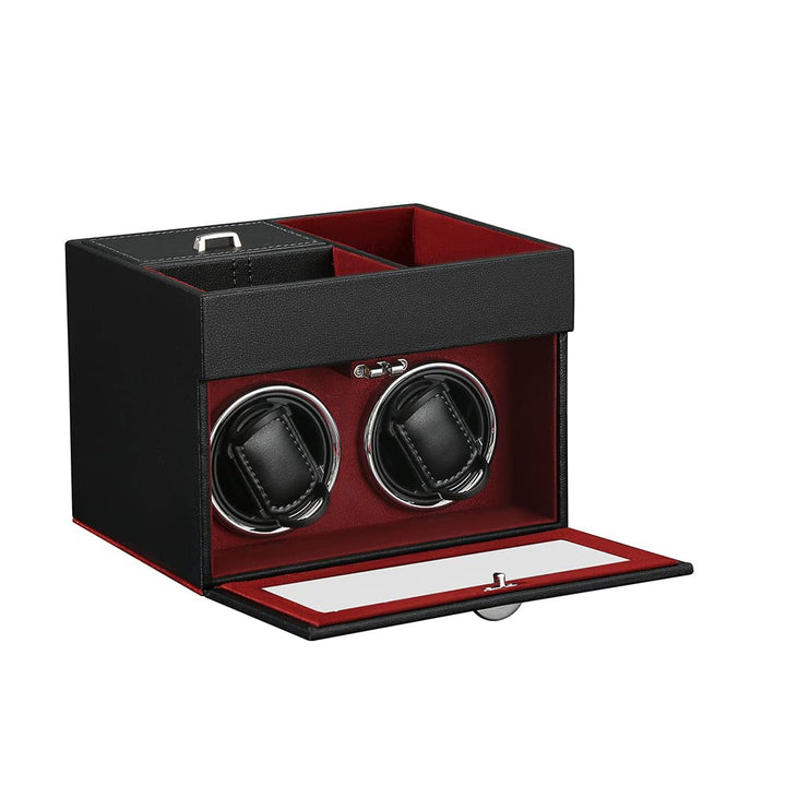 DRAIGERWAY Automatische Uhrenbeweger Box PU Leder Uhrengehäuse mit leisem Motor Netzteil für Automat