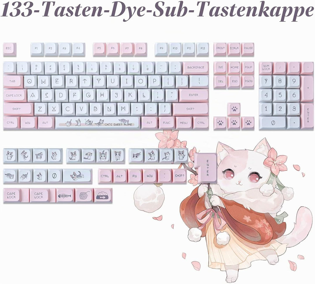 Sunzit XDA Keycaps PBT-Tastenkappen 136 Tasten Farbsublimation für MX-Schalter ISO/ANSI-Layout Mecha