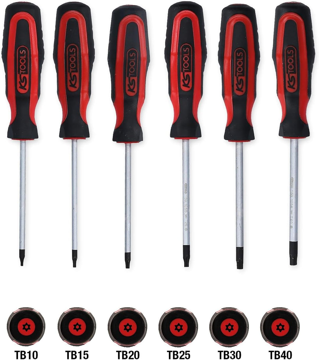 KS Tools 159.0040 ERGOTORQUEplus Schraubendreher-Satz, 6-tlg., TX mit Bohrung