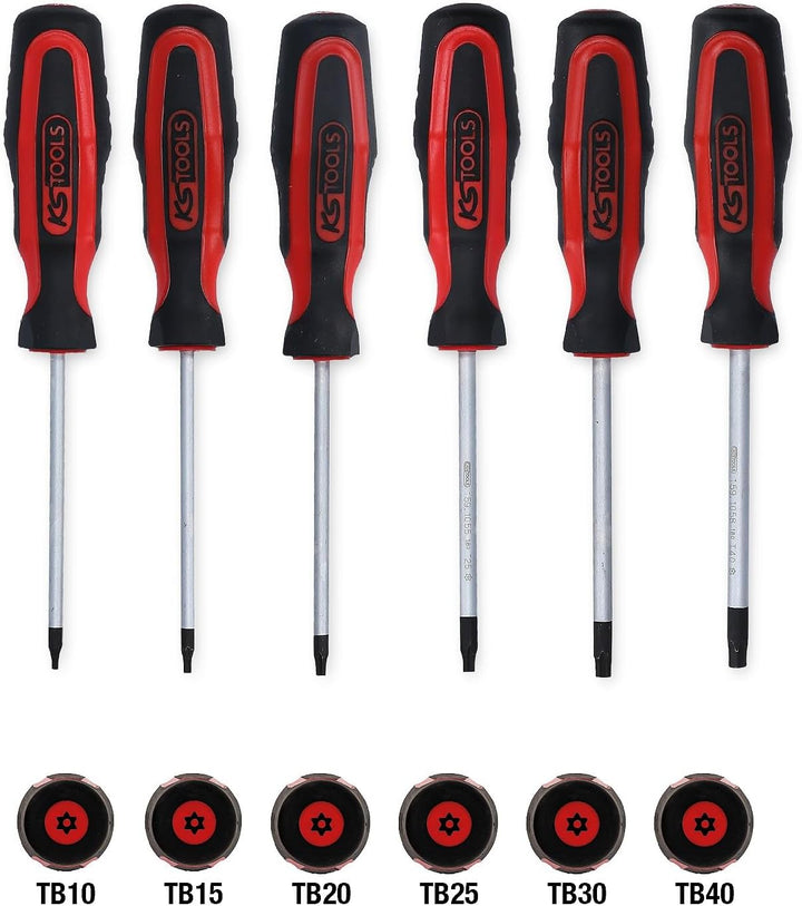 KS Tools 159.0040 ERGOTORQUEplus Schraubendreher-Satz, 6-tlg., TX mit Bohrung