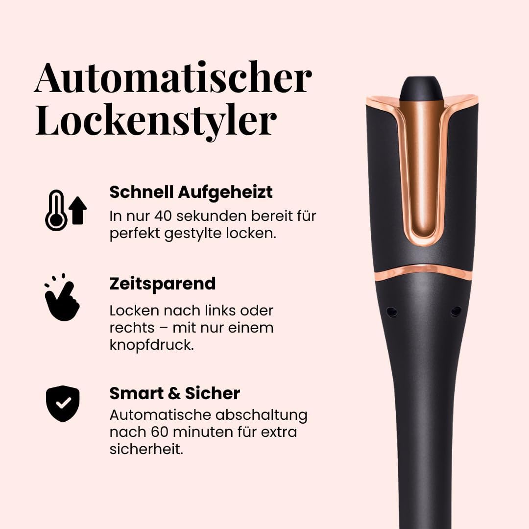 Automatischer Lockenstab 5-in-1, Keramisch Ionisch, 2 Lockenrichtungen, 6 Temperaturstufen, Alle Haa