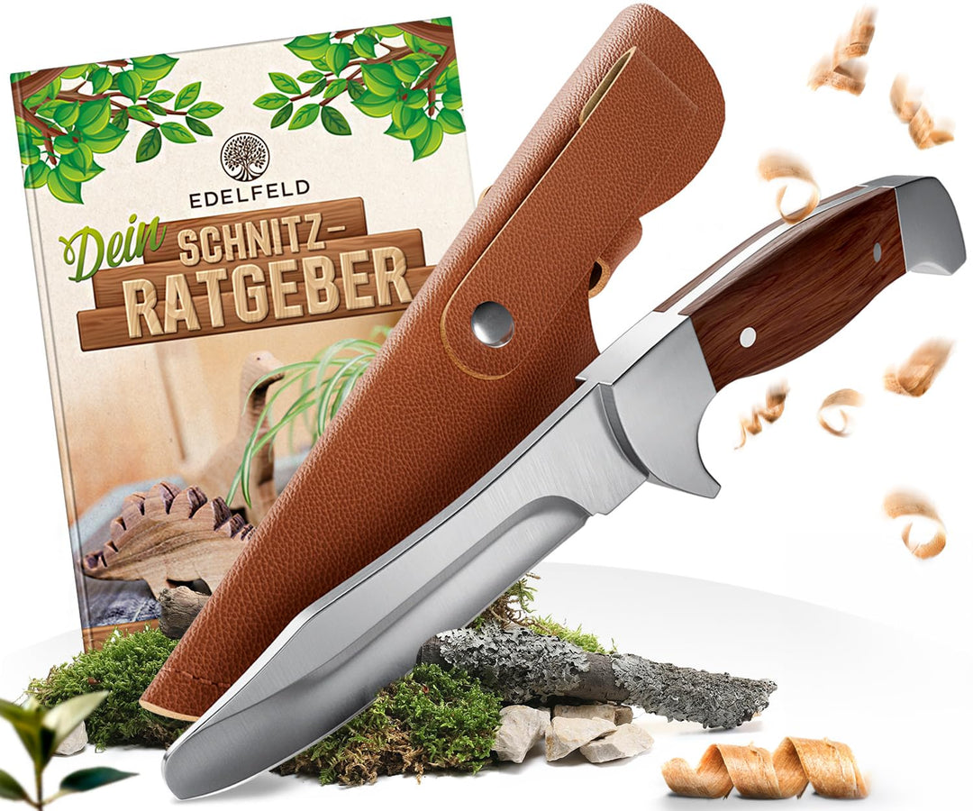 EDELFELD - Das Original - Schnitzmesser Kinder ab 6 Jahre - Sicheres Taschenmesser Kinder mit Finger