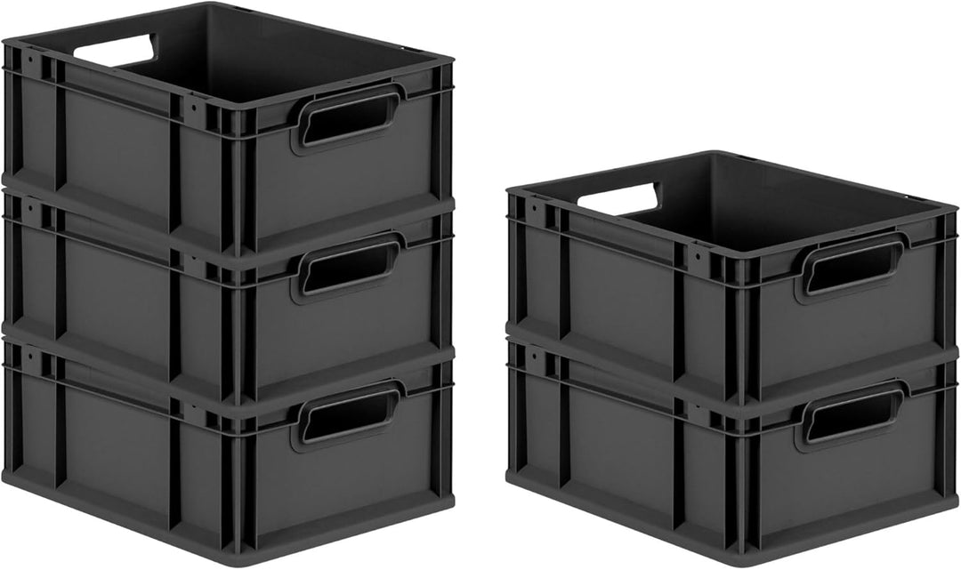 PROREGAL Eurobox NextGen Grip | HxBxT 17x30x40cm | 16 Liter | Griffe offen | Schwarz | Eurobehälter,