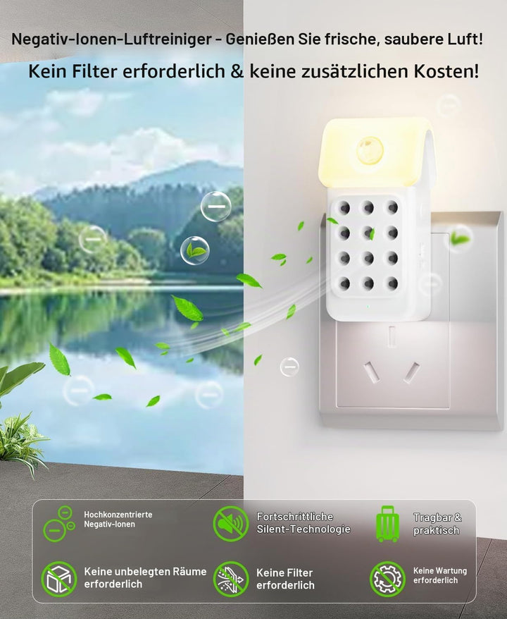 Luftreiniger /3Pcs, Dayear Plug in Negativ Ionen Luftreiniger, Air Purifier mit Die bewegungsmelder,