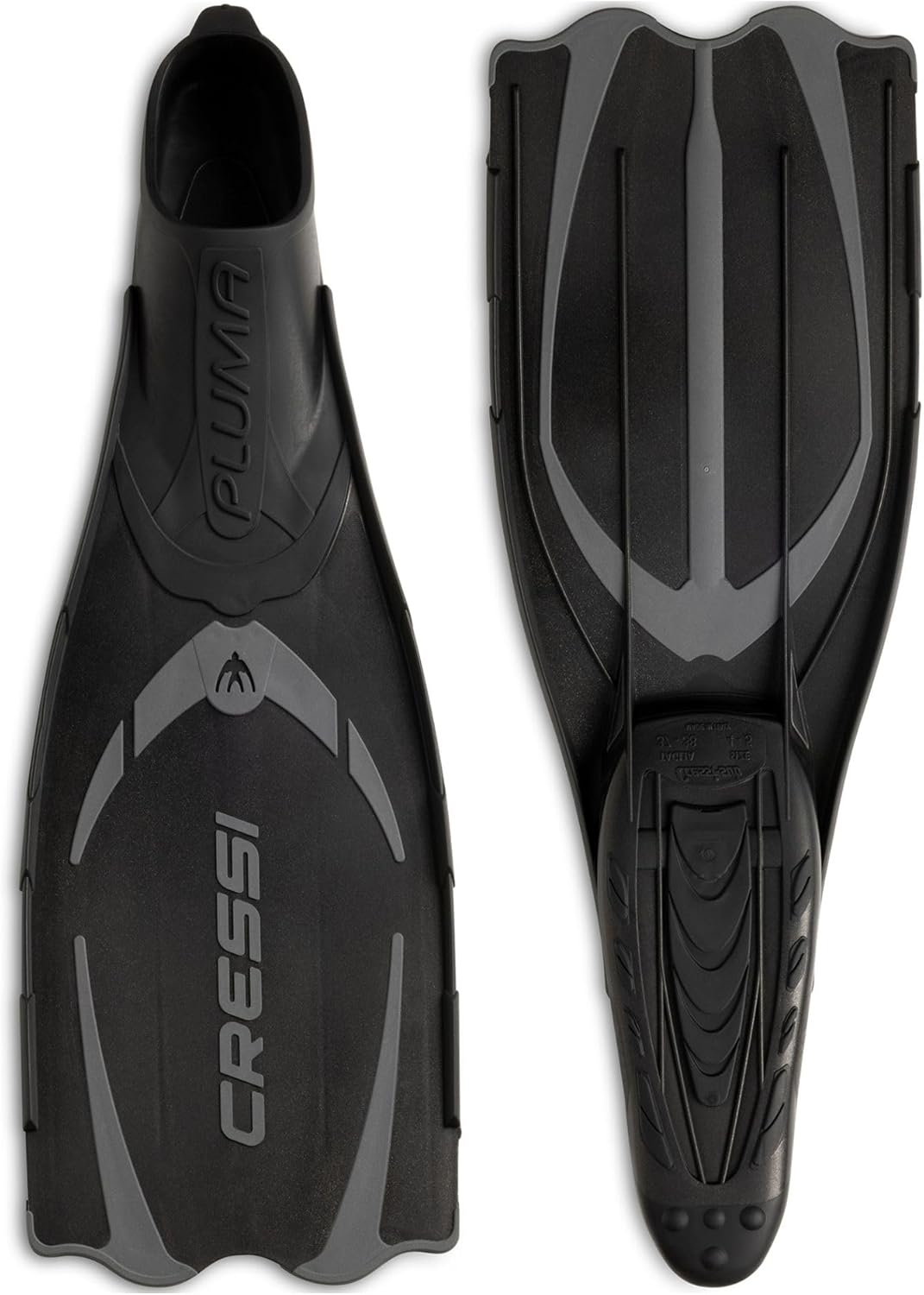 Cressi Pluma / Pluma Bag - Premium Flossen Set Schwarz/Silber 45/46 Single, Schwarz/Silber 45/46 Sin