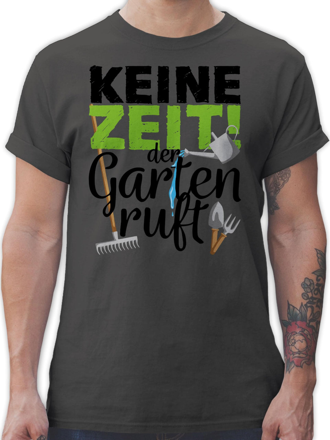 Shirtracer - T-Shirt Herren - Hobby Outfit - Keine Zeit der Garten Ruft - Gartengeräte M 2 Dunkelgra