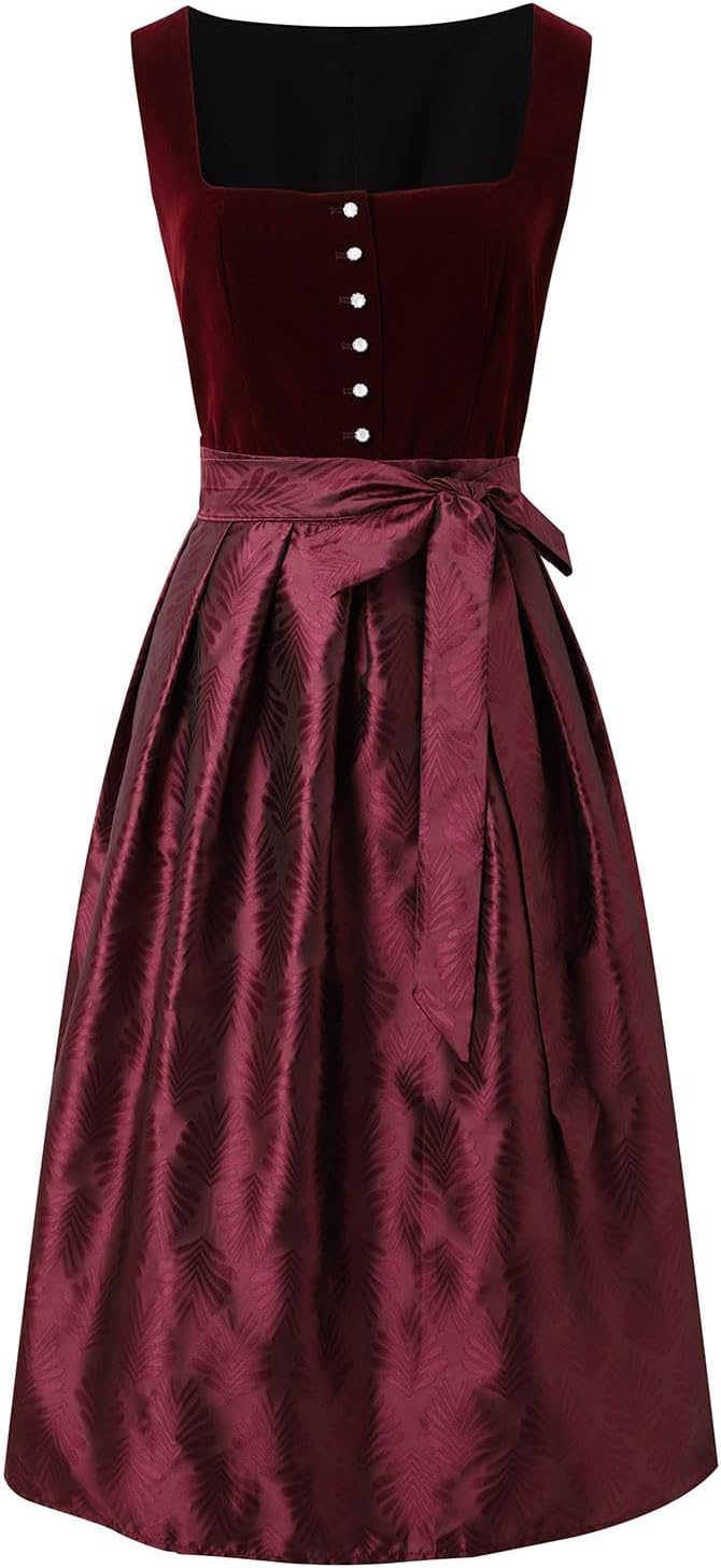 Dirndlkleid Damen Dirndl Midi Trachtenkleid Oktoberfest Trachtenmode Trachtenrock Cocktailkleid Spit
