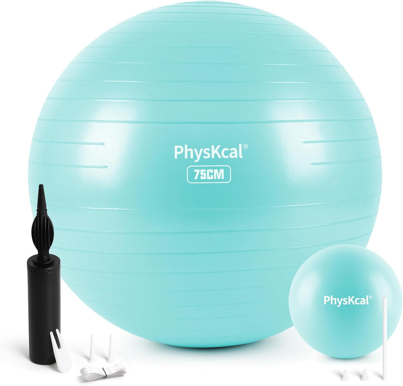 PhysKcal Gymnastikball und 23 cm Pilatesball Set, Anti Burst Gymnastikball, Anti-Rutsch-Sitzball, Ba