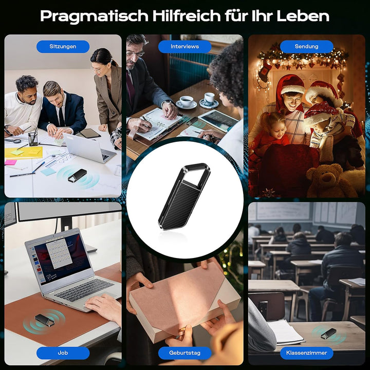 72GB Diktiergerät mit Spracherkennung –Aufnahmegerät, Mobile Rekorder mit DSP5.0 OTG-fähig, 6800h In
