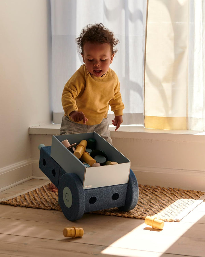 MODU 3-in-1 Baby Walker Deep Blue/Sky blue - Laufwagen, Schubkarre + Tritthocker und mehr - NEU - sc