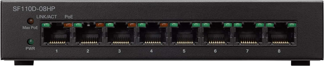 Cisco Small Business SF110D-08HP No Managed L2 Fast Ethernet (10/100) Schwarz Unterstützung Power Ov