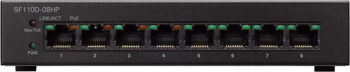 Cisco Small Business SF110D-08HP No Managed L2 Fast Ethernet (10/100) Schwarz Unterstützung Power Ov