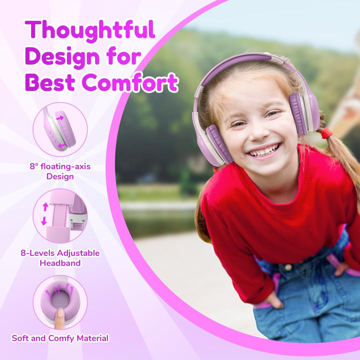 EarFun Bluetooth Kopfhörer Kinder, 74/85/94dB Lautstärkeregelung, HiFi Sound, HD-Mikrofon, 45 Std Ak