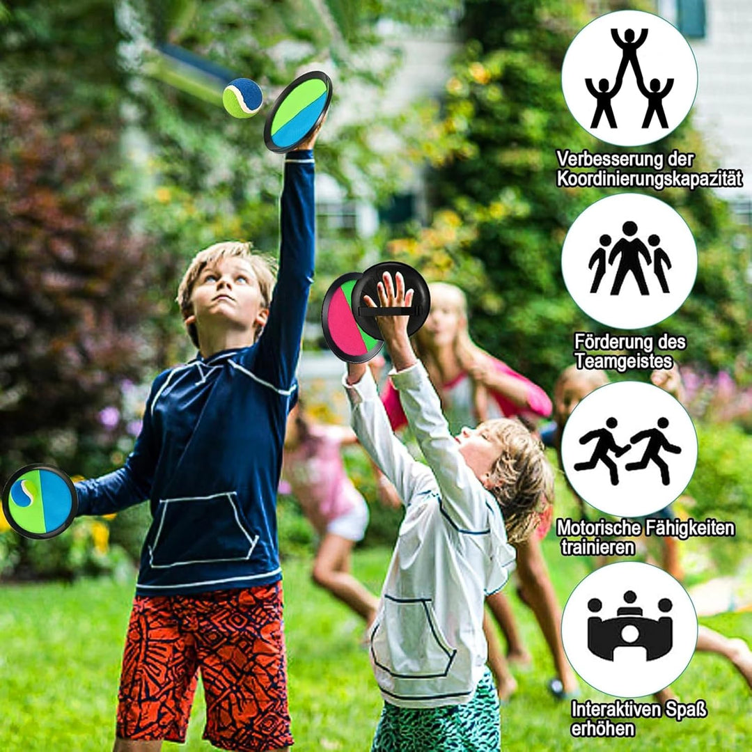 Klettballspiel Klettball Set mit Fangscheiben Bälle, Klettballspiel für Kinder, Ballspiele Klettspie