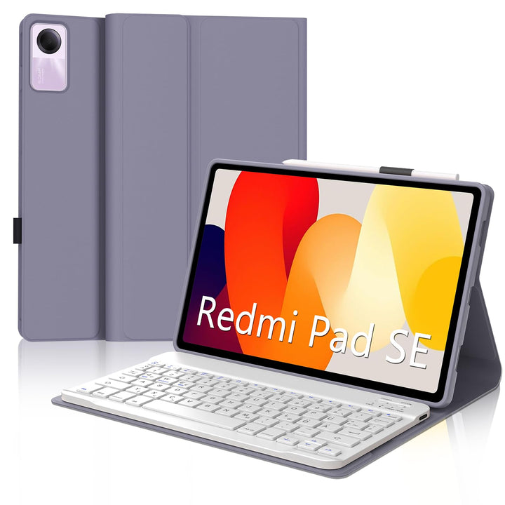Hülle mit Tastatur für Xiaomi Redmi Pad SE 11 Zoll (2023), Abnehmbare Bluetooth 5.0 Keyboard Schutzh