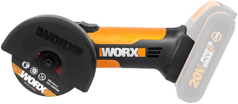 WORX WX801.9 Mini Akku-Winkelschleifer Chopper 20V - Kompakter Schleifer mit schmalem Körper, zum Sc