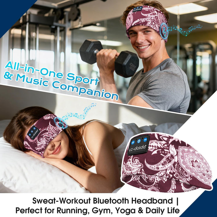 LC-dolida Schlafkopfhörer Bluetooth Kopfhörer Stirnband Seitenschläfer, Sleep Headphones 15+Std Play