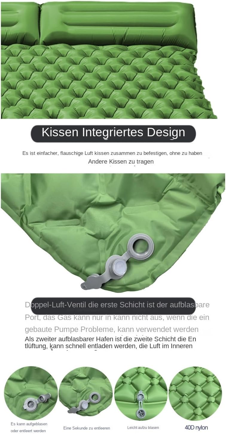 Campingbett - 2-Personen LuftkissenMit Kopfkissen | Leichtes &amp; Kompaktes Outdoor Zubehör Für Camping