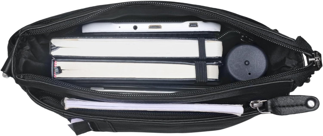 STILORD 'Brady' Messenger Bag Leder Schwarz klein Umhängetasche Schultertasche für iPad 10,1 Zoll Ta