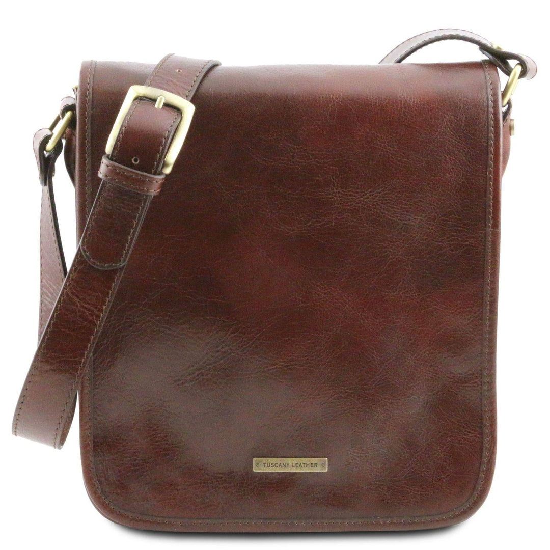 Tuscany Leather TL Messenger Umhängetasche aus Leder mit zwei Fächer Braun, Braun