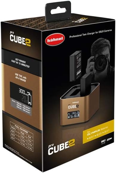 Hähnel – ProCube 2 – DSLR Duo Charger – für Olympus – EU/UK/USA – Ladegerät für BLN-1, BLS-5 & BLH-1